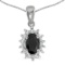 14k White Gold Oval Onyx And Diamond Pendant