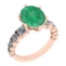 4.70 Ctw I2/I3 Emerald And Diamond 14K Rose Gold Vintage Style Wedding Ring