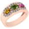 1.08 Ctw I2/I3 Multi Sapphire And Diamond 10K Rose Gold Wedding Band Ring