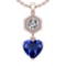 3.66 Ctw SI2/I1 Tanzanite And Diamond Platinum 14K Rose Gold Plated Pandant