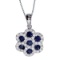 14k White Gold Round Sapphire Flower Pendant 0.92 CTW