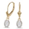 14k Yellow Gold Oval White Topaz And Diamond Leverback Earrings