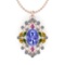 12.10 Ctw SI2/I1 Multi Sapphire,Tanzanite And Diamond 14K Rose Gold Necklace