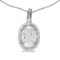 14k White Gold Oval White Topaz And Diamond Pendant 0.49 CTW