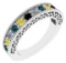 0.75 Ctw I2/I3 Multi Treated Fancy yellow,Blue,Black,White diamond 14K White Gold Filigree Style Ban