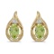 14k Yellow Gold Oval Peridot And Diamond Earrings 0.82 CTW