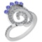 0.96 Ctw VS/SI1 Tanzanite And Diamond 14K White Gold Ring