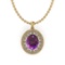 5.43 Ctw I2/I3 Amethyst And Diamond 14K Yellow Gold Pendant