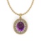 5.43 Ctw I2/I3 Amethyst And Diamond 14K Yellow Gold Pendant