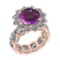 15.51 Ctw( 5.43 CTW + 10.08 CTW DIAMOND) I2/I3 Amethyst And Diamond 14K Rose Gold Victorian Style An