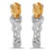 10k White Gold Oval Citrine And Diamond Earrings 0.31 CTW