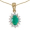 10k Yellow Gold Oval Emerald And Diamond Pendant 0.33 CTW