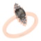 1.13 Ct Natural Salt Pepper Diamond I2/I3And White Diamond I2/I3 14k Rose Gold Vintage Style Ring