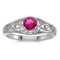 14k White Gold Round Pink Topaz And Diamond Ring 0.55 CTW