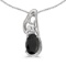 10k White Gold Oval Onyx And Diamond Pendant 0.4 CTW