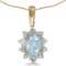 14k Yellow Gold Oval Aquamarine And Diamond Pendant