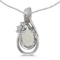 10k White Gold Oval Opal And Diamond Teardrop Pendant 0.23 CTW