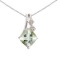 14K White Gold Green Amethyst and Diamond Pendant 1.51 CTW