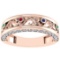 0.49 Ctw VS/SI1 Multi Ruby,Emerald,Sapphire And Diamond 14K Rose Gold Filigree Style Band Ring