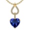 3.17 Ctw SI2/I1 Tanzanite And Diamond Platinum 14K Yellow Gold Plated Pandant