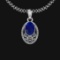 0.81 Ctw VS/SI1 Blue Sapphire And Diamond 14K White Gold Necklace