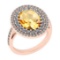 4.62 Ctw I2/I3 Citrine And Diamond 14K Rose Gold Vintage Style Engagement Halo Ring