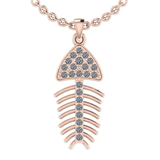 0.24 Ctw SI2/I1 Diamond 14K Rose Gold Fish Pendant