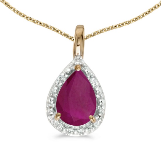 14k Yellow Gold Pear Ruby Pendant