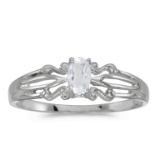 14k White Gold Oval White Topaz Ring 0.23 CTW