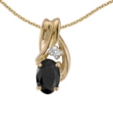 10k Yellow Gold Oval Onyx And Diamond Pendant 0.4 CTW