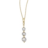 14k Yellow Gold 3 Stone Diamond Drop Pendant