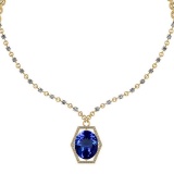 6.28 Ctw VS/SI1 Tanzanite And Diamond 14k Yellow Gold Victorian Style Necklace