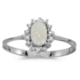 14k White Gold Oval Opal And Diamond Ring 0.21 CTW