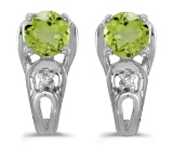 14k White Gold Round Peridot And Diamond Earrings 0.83 CTW