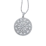 14K White Gold .59 Ct Diamond Disc Pendant