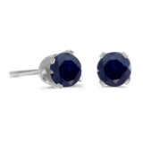 4 mm Round Sapphire Stud Earrings in 14k White Gold 0.44 CTW