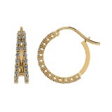 0.78 Ctw I2/I3 Diamond 10k Yellow Gold Hoop Earrings