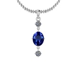 2.34 Ctw VS/SI1 Tanzanite And Diamond Platinum Pendant