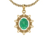 2.00 Ctw Emerald 14K Yellow Gold Necklace