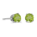 4 mm Round Peridot Stud Earrings in 14k White Gold 0.48 CTW