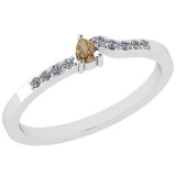 0.15 Ct Natural Yellow Diamond I2/I3And White Diamond I2/I3 18k White Gold Vintage Style Ring