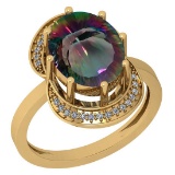 5.09 Ctw VS/SI2 Mystic Topaz And Diamond 14k Yellow Gold Vingate Style Ring