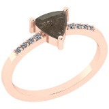 1.11 Ct Natural Salt Pepper Diamond I2/I3And White Diamond I2/I3 14k Rose Gold Vintage Style Ring