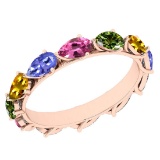 3.00 Ctw I2/I3 Multi Sapphire ,Tanzanite Style Prong Set 10K Rose Gold Eternity Band Ring