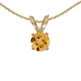 14k Yellow Gold Round Citrine Pendant 0.18 CTW