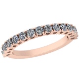 0.81 Ctw Diamond I2/I3 14K Rose Gold Eternity Band Ring