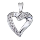 14K White Gold Diamond Heart Pendant 0.07 CTW