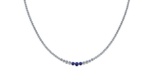 3.00 Ctw I2/I3 Blue Sapphire And Diamond 14k White Gold Necklace