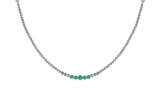 5.63 Ctw I2/I3 Emerlad And Diamond 14k Rose Gold Necklace