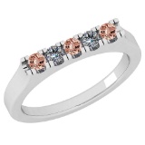 0.34 Ctw SI2/I1 Morganite And Diamond 14K White Gold Band Ring